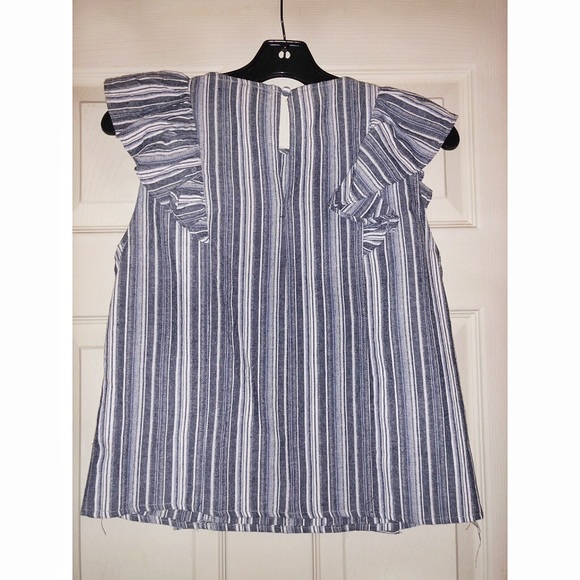 Luca | Blue & White stripe ruffle blouse - Picture 2 of 2